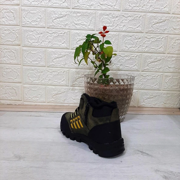 Black Sea 542 Haki Kürklü Fermuarlı Cırtlı Erkek Çocuk Bot - 4