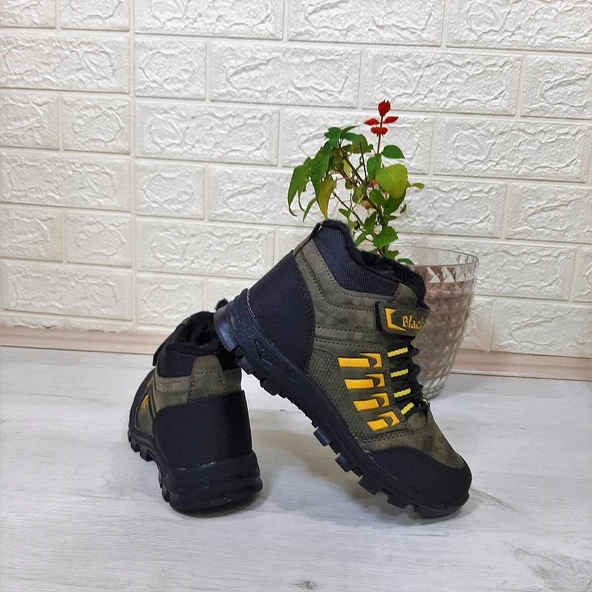 Black Sea 542 Haki Kürklü Fermuarlı Cırtlı Erkek Çocuk Bot - 2