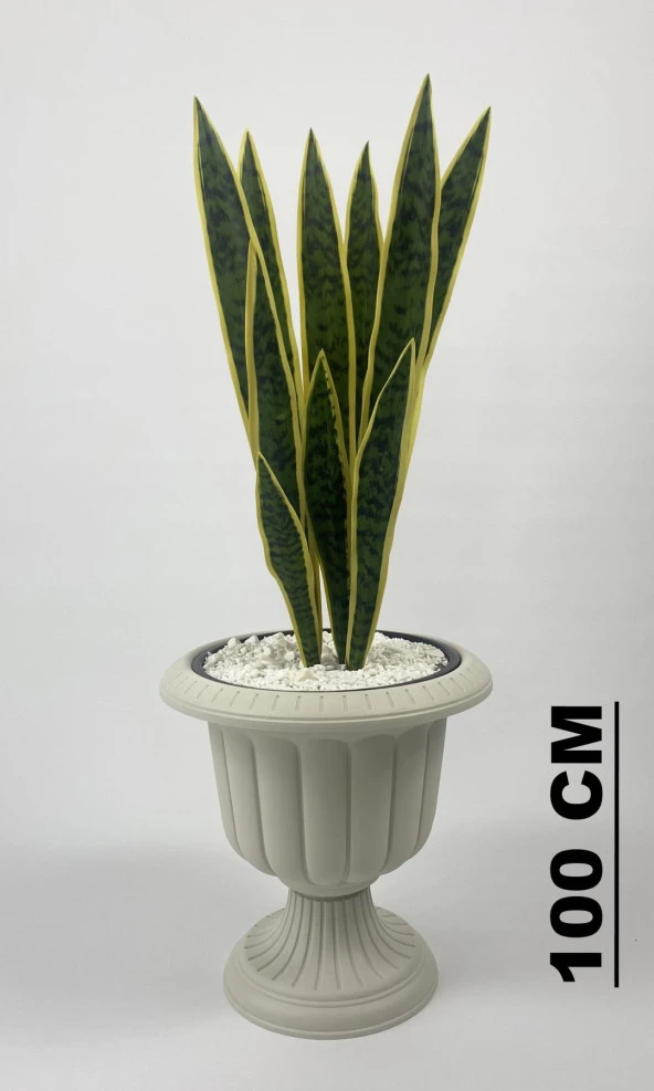 BİÇİÇEK   YAPAY ÇİÇEK SANSEVİERİA YEŞİL KILIÇ-PAŞA KILICI ve MONSTERA-DEVE TABANI SALON BİTKİSİ NERGİS SAKSIDA - 6
