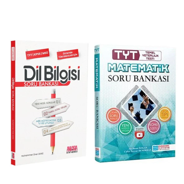 Evrensel TYT Matematik ve AKM Dil Bilgisi Soru Bankası Seti 2 Kitap