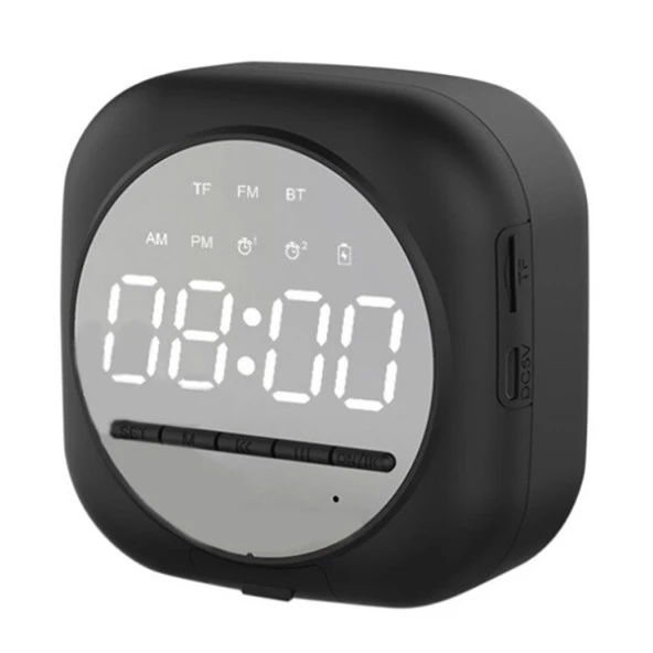 Q12 Bluetooth Hoparlör FM Radyo Dijital Masa Saati Alarm Uyandırma