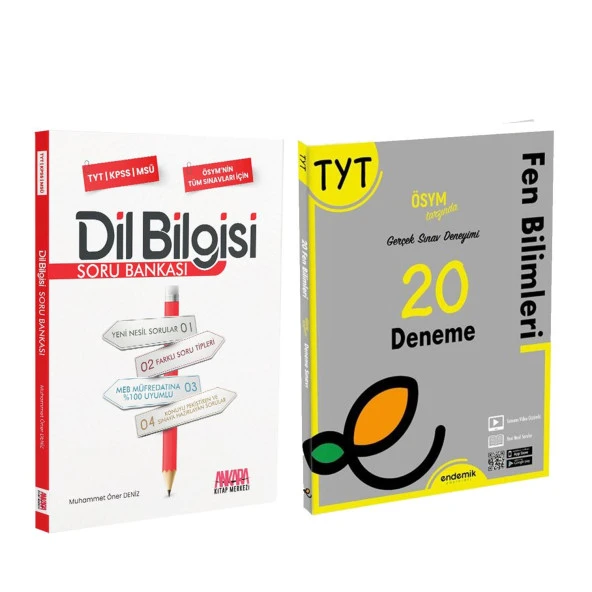 Endemik TYT Fen Bilimleri Deneme ve AKM Dil Bilgisi Soru Bankası Seti 2 Kitap