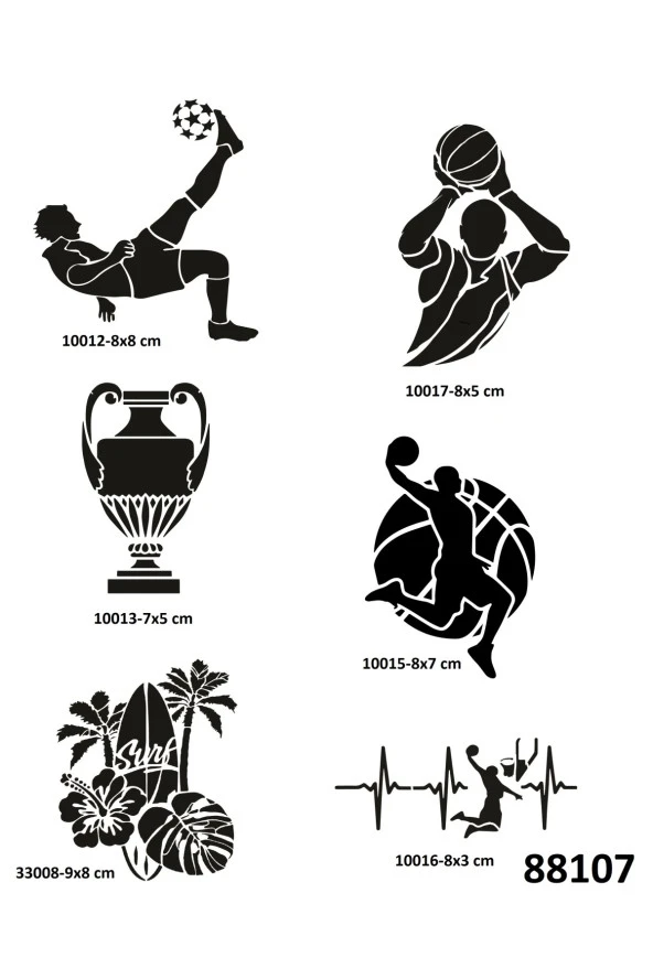 Sporcu Modelleri 6 Adet Geçici Dövme Şablonu Spreysiz Sadece Stencil ürün görseli 1