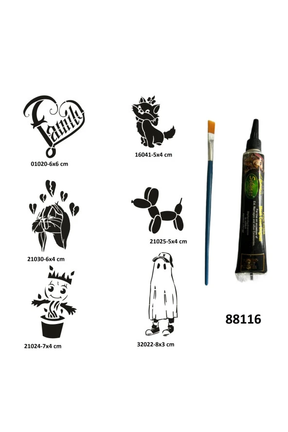 Çocuksu Modeller Geçici Dövme Yapma Seti Siyah Kına ve Fırça Hediyeli ürün görseli 1
