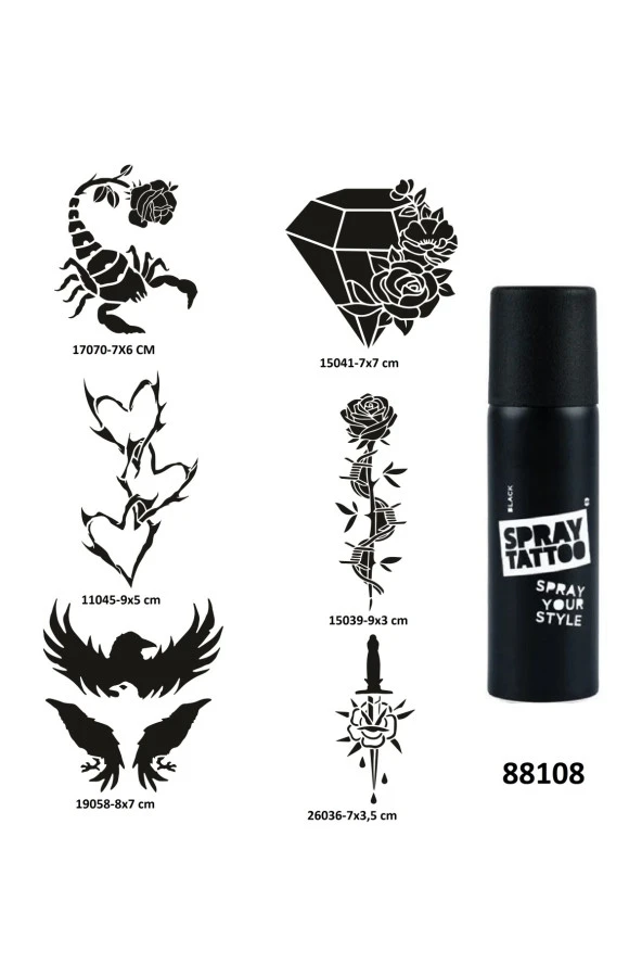 Sporcu Modelleri Spray Tattoo Geçici Dövme Yapma Seti Sprey Dövme Kiti