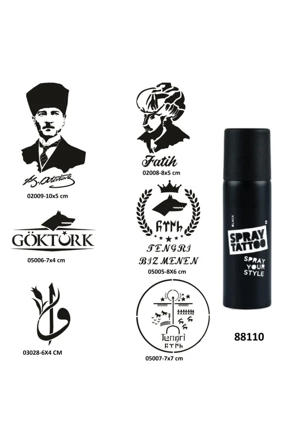 Melek Çiçek Spray Tattoo Geçici Dövme Yapma Seti Sprey Dövme Kiti