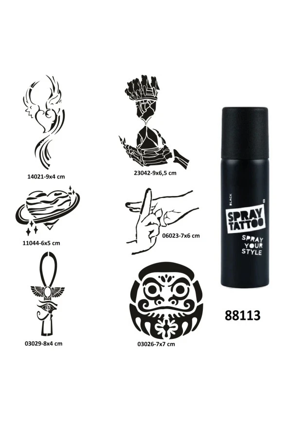 Savaş ve Çiçek Spray Tattoo Geçici Dövme Yapma Seti Sprey Dövme Kiti