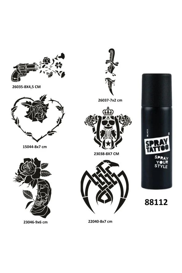 Çılgın Aşklar Spray Tattoo Geçici Dövme Yapma Seti Sprey Dövme Kiti