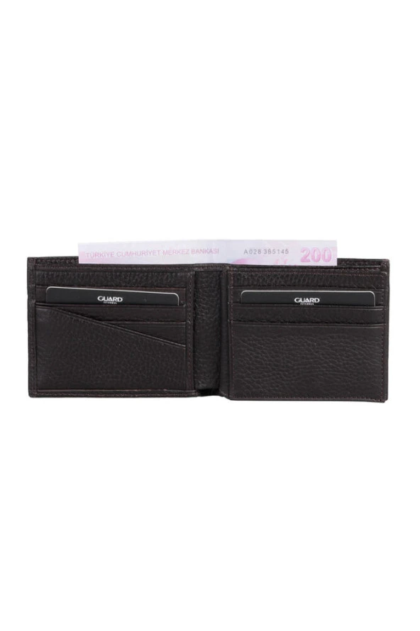 Pisotlu Kahverengi Hakiki Deri Yatay Erkek Cüzdanı - Resim 3