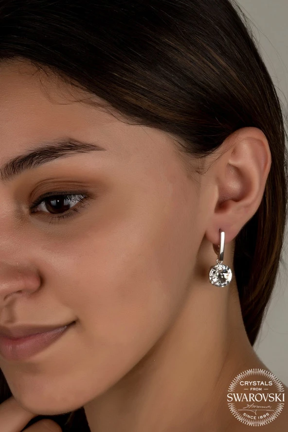 Swarovski Crystal Kadın Beyaz Zirconia Kadın  Gümüş Küpe