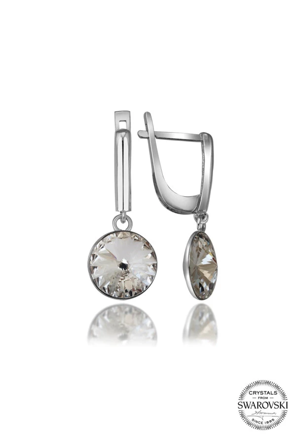 Swarovski Crystal Kadın Beyaz Sallantılı Gümüş Küpe