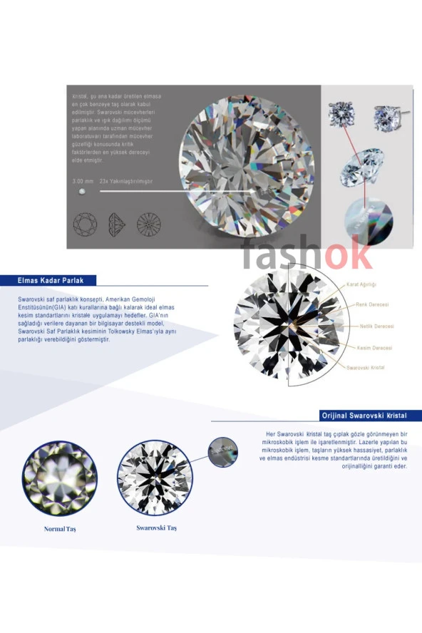 Swarovski Crystal Kadın Beyaz Sallantılı Gümüş Küpe - 4