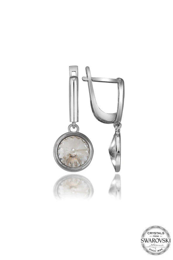 Swarovski Crystal Kadın Beyaz Sallantılı Gümüş Küpe