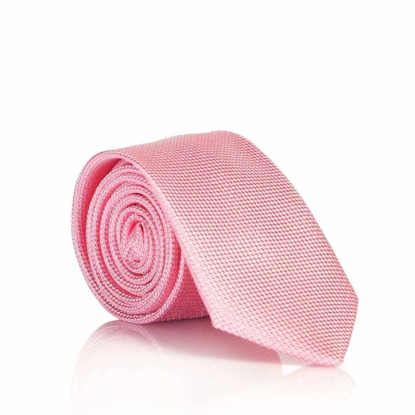Pembe Slim Fit Düz Renk Dokuma Kravat / DDK-18 ürün görseli