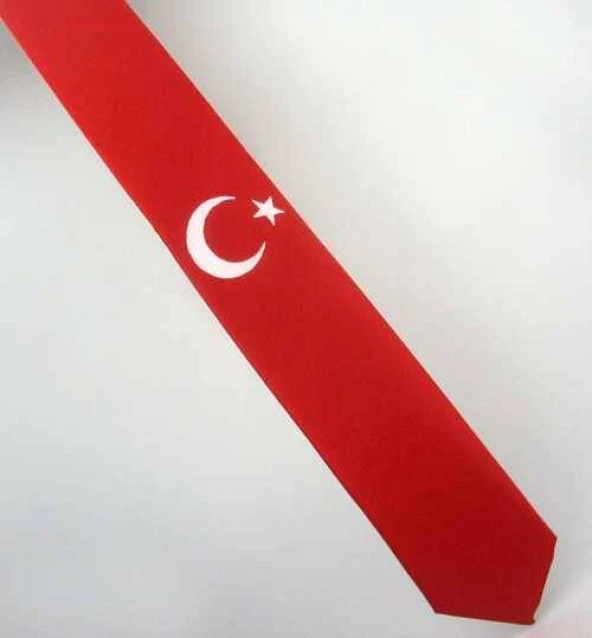 Ay-Yıldız Desenli Dokuma Kırmızı Kravat - AK-01