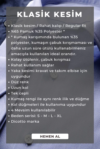 Mavi Rahat Kesim Cepli Uzun Kol Regular Fit Erkek Gömlek  - 150-5 - 5
