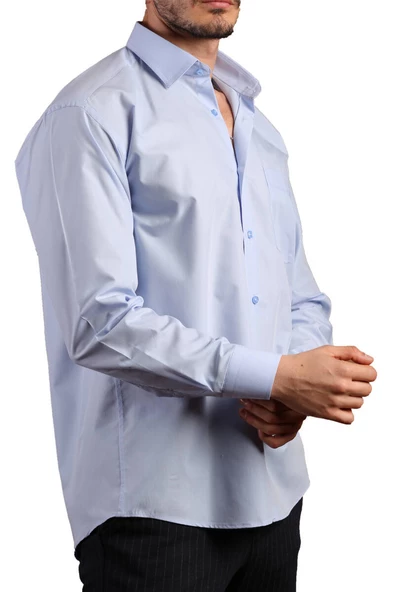 Mavi Rahat Kesim Cepli Uzun Kol Regular Fit Erkek Gömlek  - 150-5 - 3