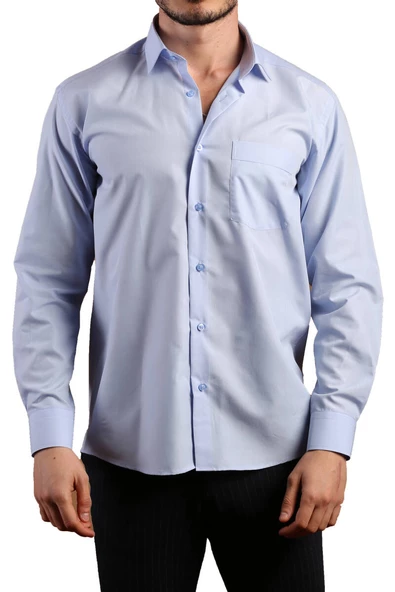 Mavi Rahat Kesim Cepli Uzun Kol Regular Fit Erkek Gömlek  - 150-5