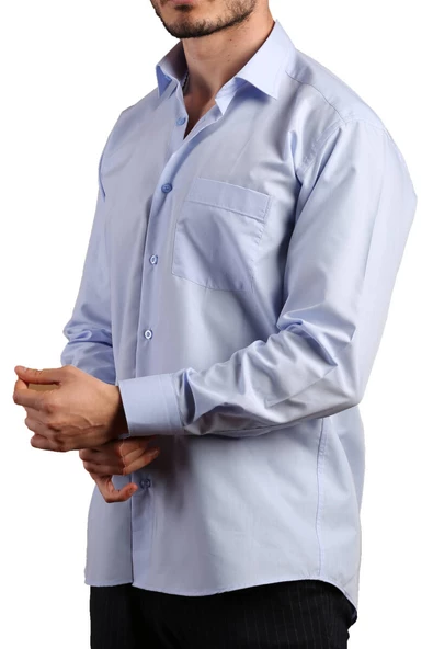 Mavi Rahat Kesim Cepli Uzun Kol Regular Fit Erkek Gömlek  - 150-5 - 2