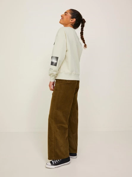 JJXX Bisiklet Yaka Beyaz Kadın Sweatshırt 12217323 - Resim 5