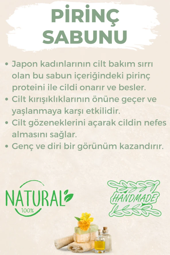 Kabak Lifli El Yapımı Doğal Ballı Pirinç Sabunu 120 G x 3 Adet - Resim 4