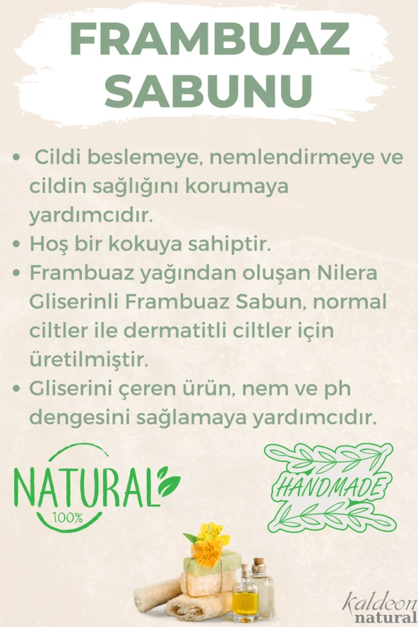 Kabak Lifli El Yapımı Doğal Frambuaz Sabunu 120 G x 3 Adet - Resim 4