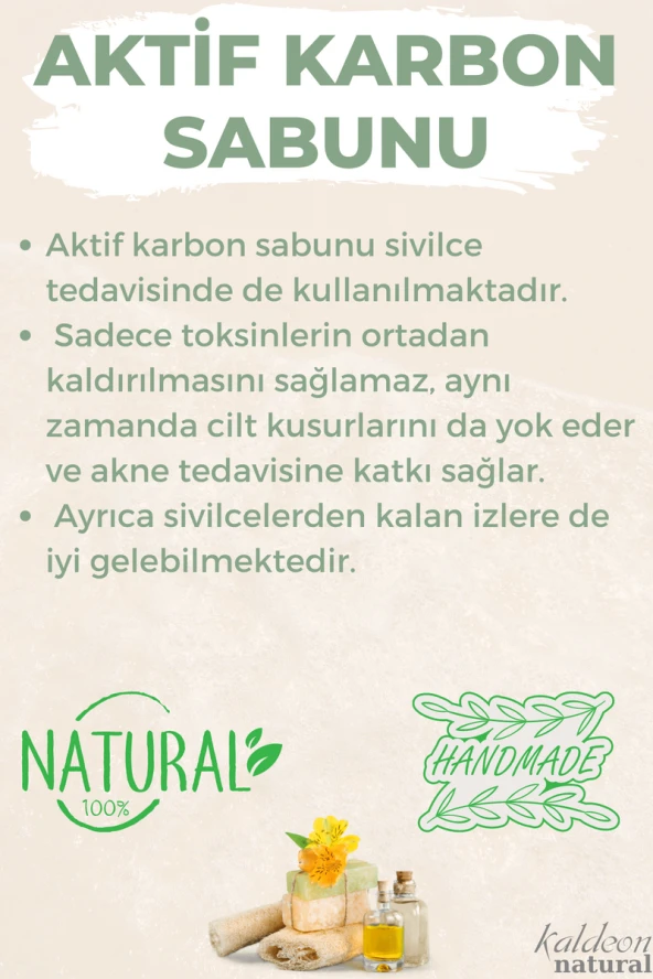 Kabak Lifli El Yapımı Doğal Aktif Karbon Sabunu 120 G x 3 Adet - Resim 4