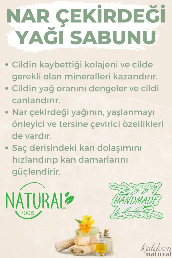 Kabak Lifli El Yapımı Doğal Nar Çekirdeği Yağı Sabunu 120 G - Resim 3