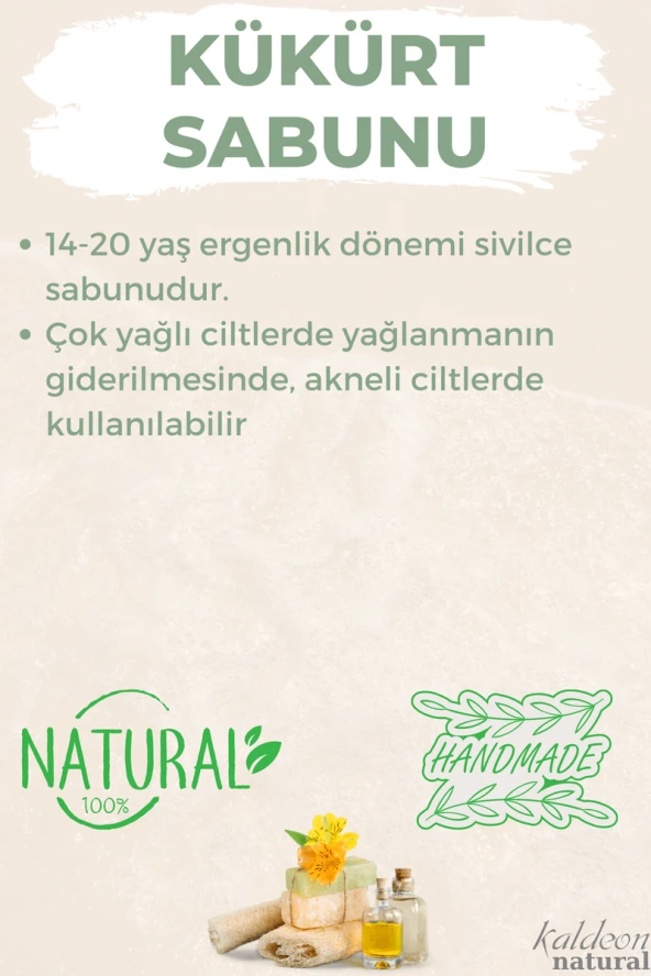 Kabak Lifli El Yapımı Doğal Kükürt Sabunu 120 G - Resim 3