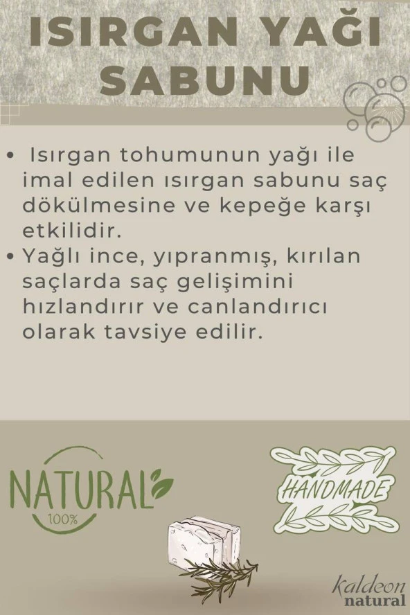 Isırgan Yağı Sabunu El Yapımı Doğal 120 G - Resim 3