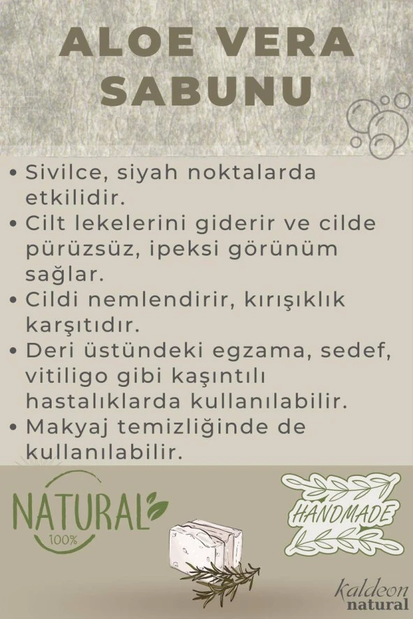 Aloevera Sabunu El Yapımı Doğal 120 G - Resim 3