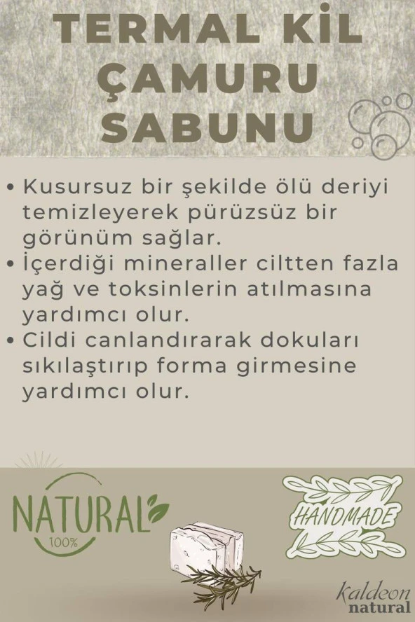 Termal Kil Sabunu El Yapımı Doğal 120 G x 3 Adet - Resim 4