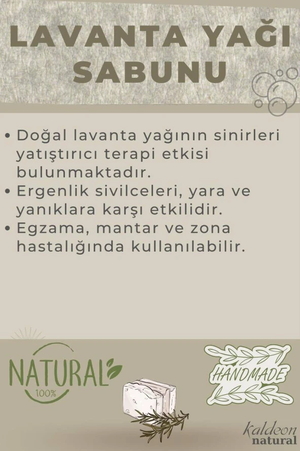 Lavanta Yağı Sabunu El Yapımı Doğal 120 G - Resim 3