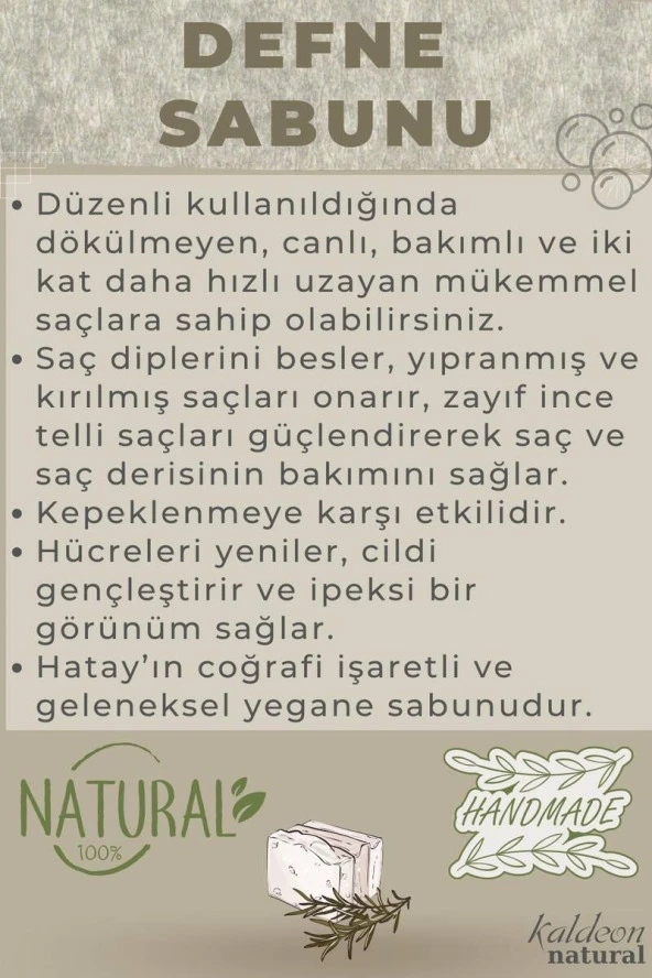 Zeytinyağlı Defne Sabunu El Yapımı Doğal 120 G - Resim 3