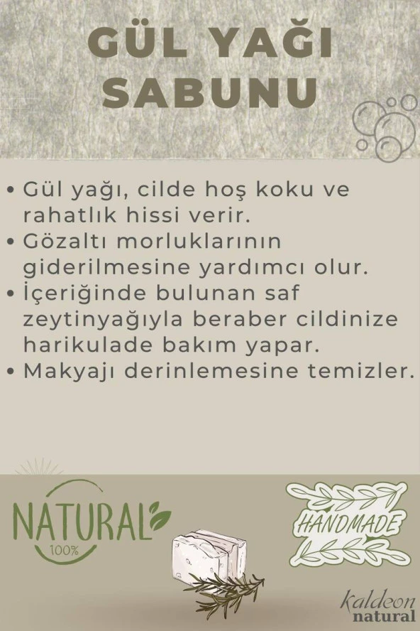 Gül Yağı Sabunu El Yapımı Doğal 120 G x 3 Adet - Resim 4