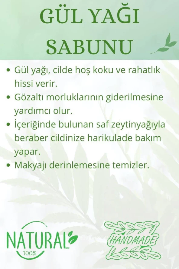 Hediyelik Gül Yağı Sabunu El Yapımı Doğal Paletli 110 G x 2 Adet - Resim 4