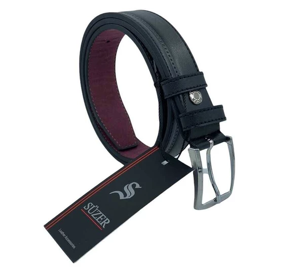 Siyah Çocuk Boy Suni Deri Desenli Model 3 cm.lik Garson Klasik Kemer - G195-22K - Resim 5