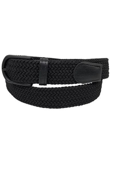 Siyah Elastik Esnek Unisex Örgü Kemer - 8500-1 - Resim 2