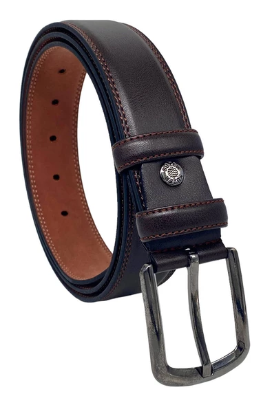 Kahverengi Suni Deri Düz Renk 3.5 cm.lik Klasik Kemer - 8010-9 - Resim 5