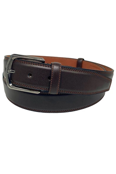 Kahverengi Suni Deri Düz Renk 3.5 cm.lik Klasik Kemer - 8010-9 - Resim 3