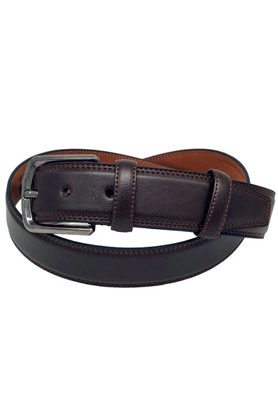 Kahverengi Suni Deri Düz Renk 3.5 cm.lik Klasik Kemer - 8010-9 - Resim 4