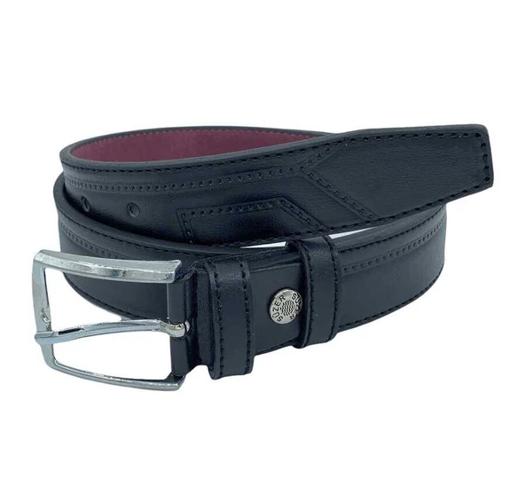 Siyah Çocuk Boy Suni Deri Desenli Model 3 cm.lik Garson Klasik Kemer - G195-22K - Resim 2