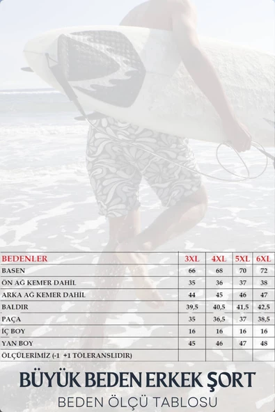 Saks Büyük Beden Su İtici Özellikli Düz Renk Basic Erkek Plaj Deniz Şort Mayo - 2204-Saks - Resim 4