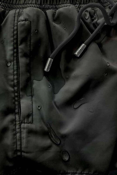 Siyah Büyük Beden Su İtici Özellikli Düz Renk Basic Erkek Plaj Deniz Şort Mayo - 2204-Siyah - Resim 8