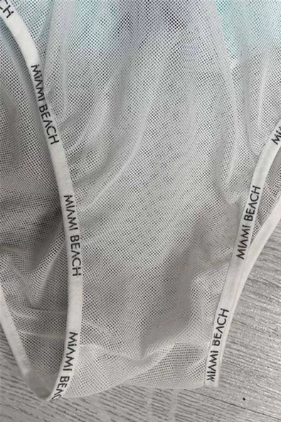 Mint Likralı Esnek Kumaş Su İtici Özellikli Düz Renk Erkek Plaj Deniz Şort Mayo - 2201-Mint - Resim 5