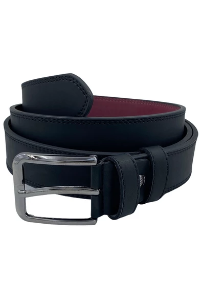 Siyah Büyük Beden Suni Deri Çift Dikişli 4 cm.lik Spor Kemer - 7000-Battal - Resim 3