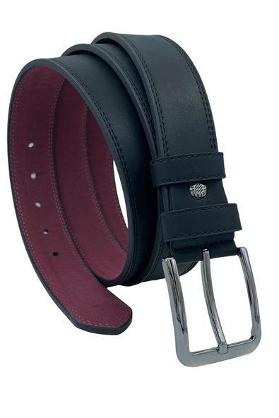 Siyah Büyük Beden Suni Deri Çift Dikişli 4 cm.lik Spor Kemer - 7000-Battal ürün görseli