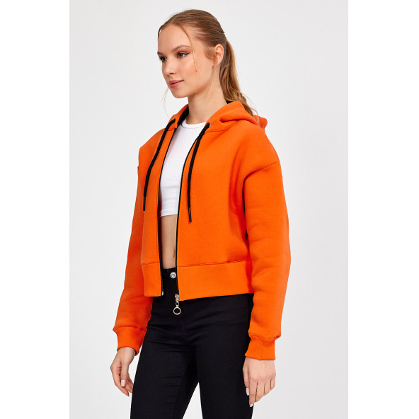 ALEXANDERGARDI Kapüşonlu Şardonlu Crop Hırka (B23-31303) - 2