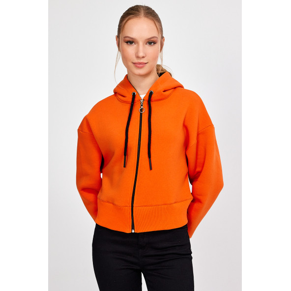 ALEXANDERGARDI Kapüşonlu Şardonlu Crop Hırka (B23-31303) - 4