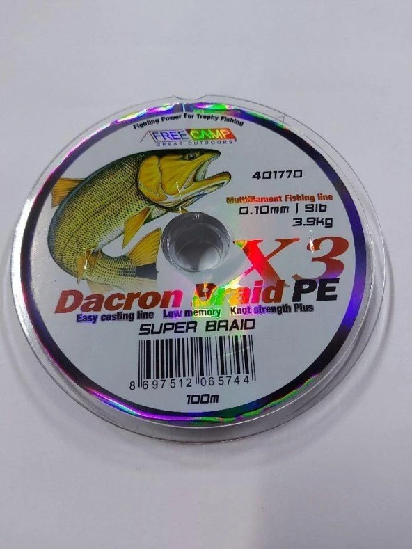 FreeCamp Dacron Braid x3 PE 100m İp Misina